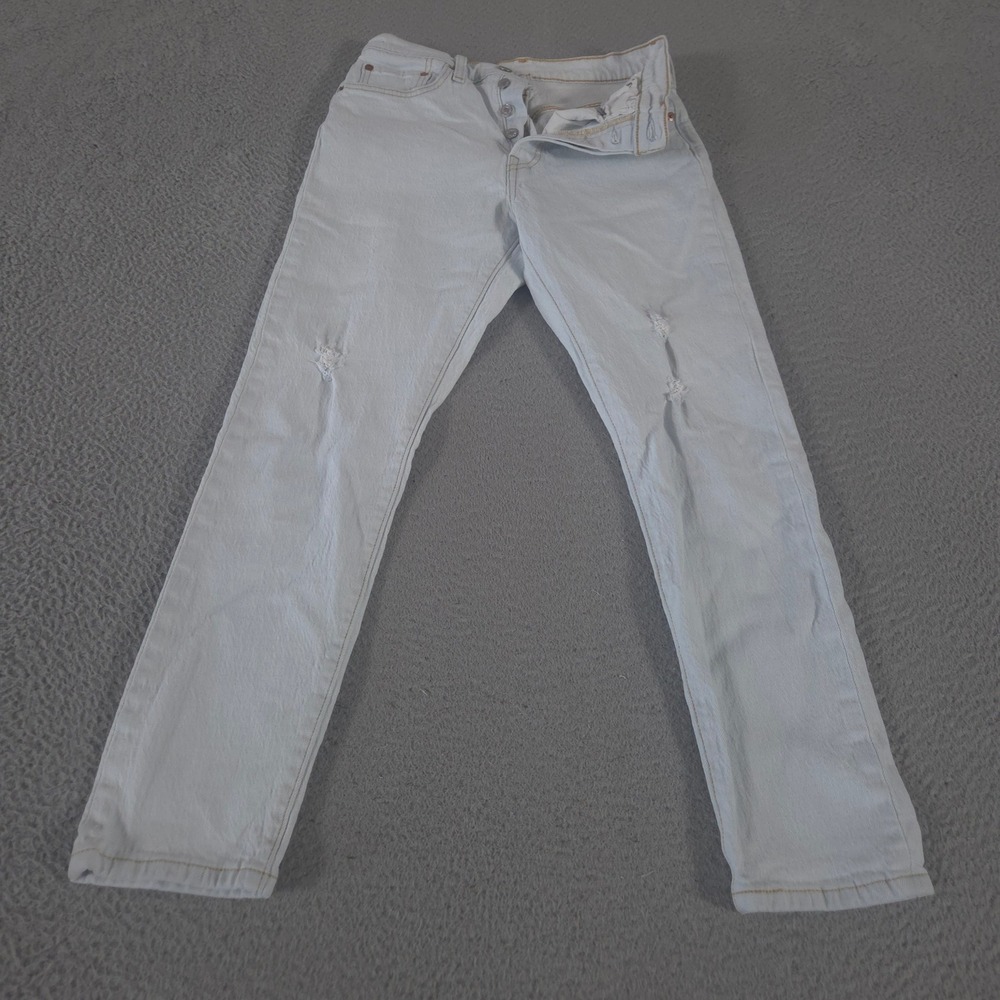Levi's Jeans Womens 27 Light Wash 501 Skinny Distressed Button Fly Denim Pants